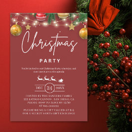 Elegant Red Christmas Party Invitation 招待状