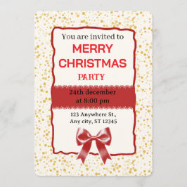 Elegant Red Christmas Party Invitation 招待状
