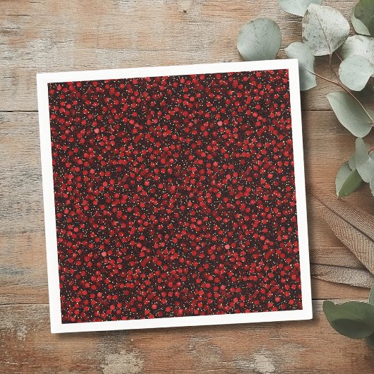 Elegant Red Confetti on Black Glitter Style スタンダードカクテルナプキン