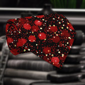 Elegant Red Confetti on Black Glitter Style ネクタイ