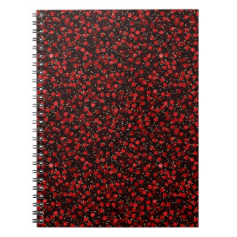 Elegant Red Confetti on Black Glitter Style ノートブック