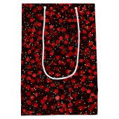 Elegant Red Confetti on Black Glitter Style ミディアムペーパーバッグ (裏面)
