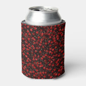 Elegant Red Confetti on Black Glitter Style 缶クーラー (缶正面)