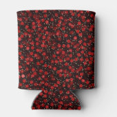 Elegant Red Confetti on Black Glitter Style 缶クーラー (裏面)