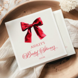 Elegant Red Coquette Bow Bridal Shower スタンダードカクテルナプキン