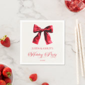 Elegant Red Coquette Bow Holiday Party スタンダードカクテルナプキン (インサイチュ)