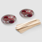 Elegant Red Dahlia Flower Art ハンドファン (組立なし)