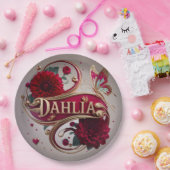 Elegant Red Dahlia Flower Art ペーパープレート (パーティー)