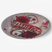 Elegant Red Dahlia Flower Art ペーパープレート (アングル)