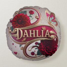 Elegant Red Dahlia Flower Art  ラウンドクッション