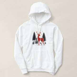 Elegant Red Deer Christmas Hoodie – Minimal Winter パーカ