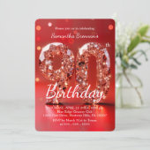 Elegant Red Diamond Gemstone Glamour 90th Party 招待状 (スタンド正面)