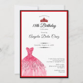 Elegant red dress 18th birthday debut 招待状 (正面)