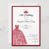 Elegant red dress 18th birthday debut 招待状 (正面)