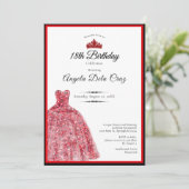 Elegant red dress 18th birthday debut 招待状 (スタンド正面)