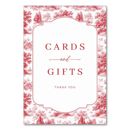 Elegant Red Engraver Pastoral Border テーブルナンバー (正面)