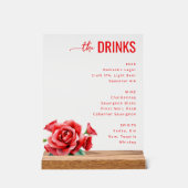 Elegant Red Floral Beverage Menu アクリルサイン (正面)