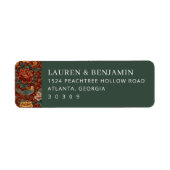 Elegant Red Floral Bird Illustration ラベル (正面)