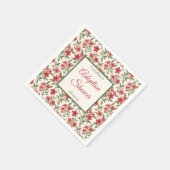 Elegant Red Floral Botanical Adoption Shower スタンダードカクテルナプキン (角)