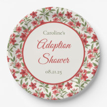 Elegant Red Floral Botanical Adoption Shower