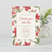 Elegant Red Floral Botanical Adoption Shower 招待状 (スタンド正面)