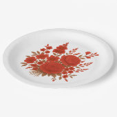 Elegant Red Floral Bouquet with Roses Romantic  ペーパープレート (アングル)