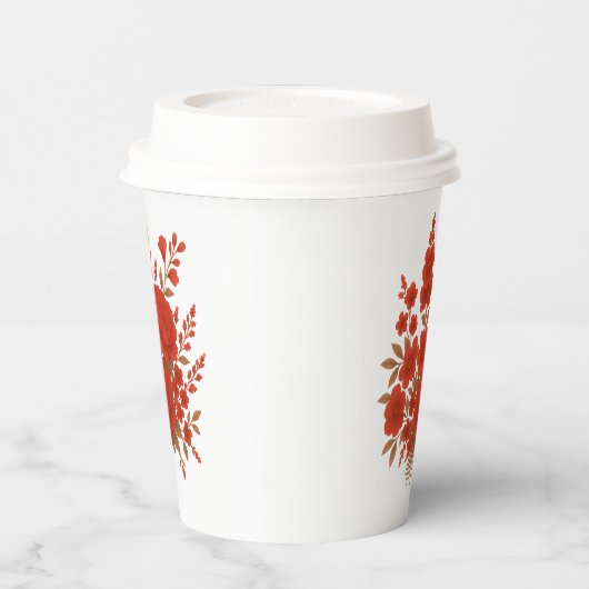 Elegant Red Floral Bouquet with Roses Romantic 紙コップ (左)