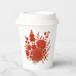 Elegant Red Floral Bouquet with Roses Romantic 紙コップ