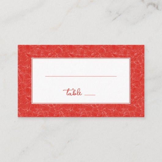 Elegant Red Floral Pattern プレイスカード (正面)