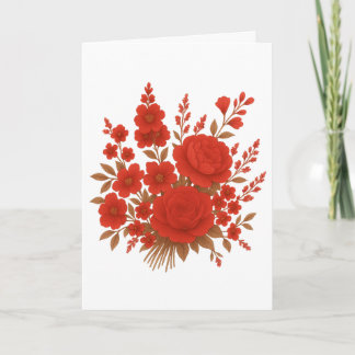 Elegant Red Floral Romantic Rose Bouquet Design 案内状