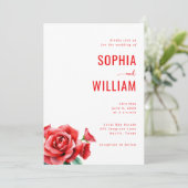 Elegant Red Floral Wedding Invitation 招待状 (スタンド正面)