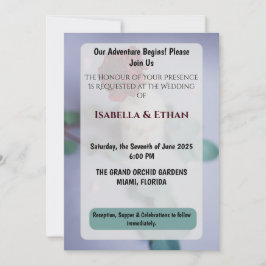 Elegant Red Floral Wedding Invitation 招待状