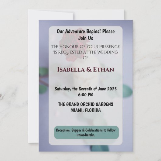 Elegant Red Floral Wedding Invitation 招待状 (正面)