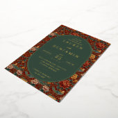 Elegant Red Floral Wedding Invitation 箔招待状 (回転した状態)