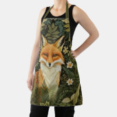 Elegant Red Fox And Green Foliage エプロン (インサイチュ)