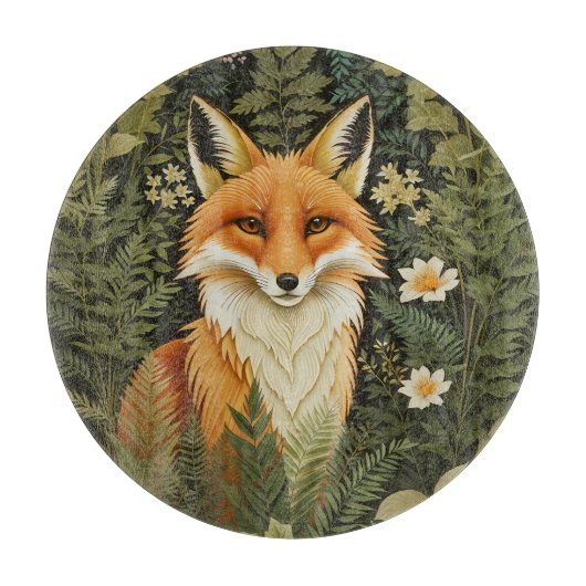Elegant Red Fox And Green Foliage カッティングボード (正面)