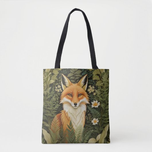 Elegant Red Fox And Green Foliage トートバッグ (正面)