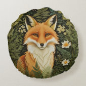Elegant Red Fox And Green Foliage ラウンドクッション (裏面)
