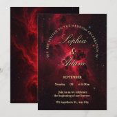 Elegant Red Galaxy Wedding Invitation 招待状 (正面/裏面)