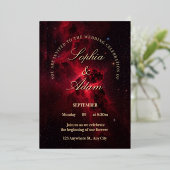 Elegant Red Galaxy Wedding Invitation 箔招待状 (立ち正面)