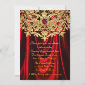 Elegant Red Gems Gold Lace Damask Birthday Party 招待状 (裏面)