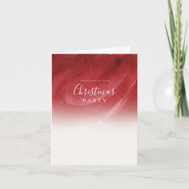 Elegant Red & Gold Abstract Folded Christmas Invit 招待状
