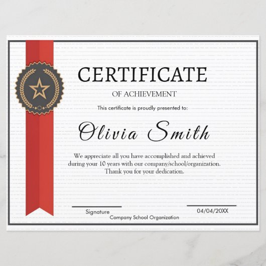  Elegant Red & Gold Achievement Award for Staff (正面)