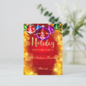 Elegant Red Gold Baubles Christmas Invitation ポストカード (スタンド正面)