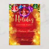 Elegant Red Gold Baubles Christmas Invitation ポストカード (正面)