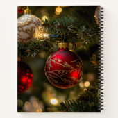 Elegant Red Gold Christmas Holiday Tree ノートブック (裏面)
