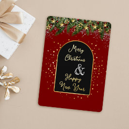 Elegant Red Gold Foil Christmas New Year  箔シーズンカード