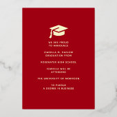 Elegant Red Gold Graduation YY Announcement 箔招待状 (裏面)