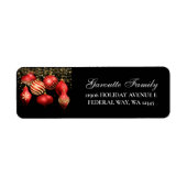 Elegant Red & Gold Holiday Ornament Address ラベル (正面)