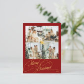 Elegant Red & Gold Merry Christmas Family Photo -  シーズンポストカード (スタンド正面)